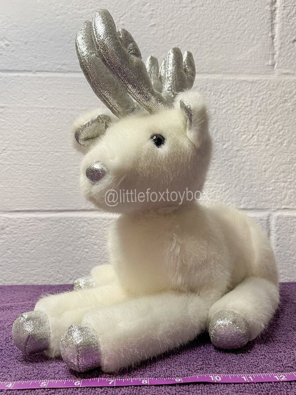 Dakin White Reindeer Plush 1988 Vintage Silver Antlers Christmas Holiday ESSA